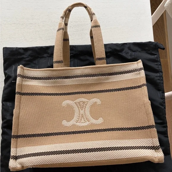CELINE Jacquard Striped Large Cabas Thais - Picture 1 of 8